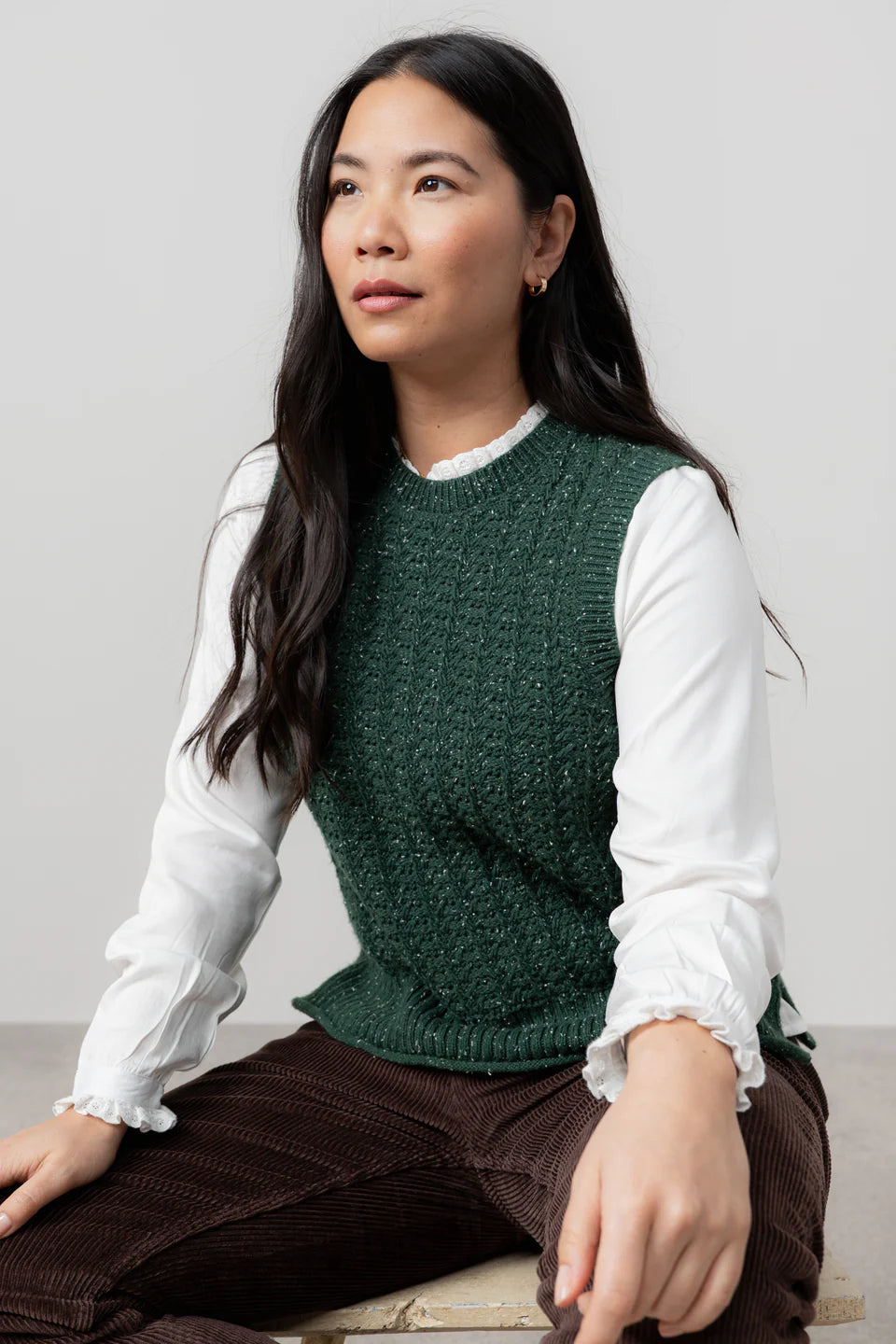 Lily & Me Pine Green Eva Tank Fleck Knit