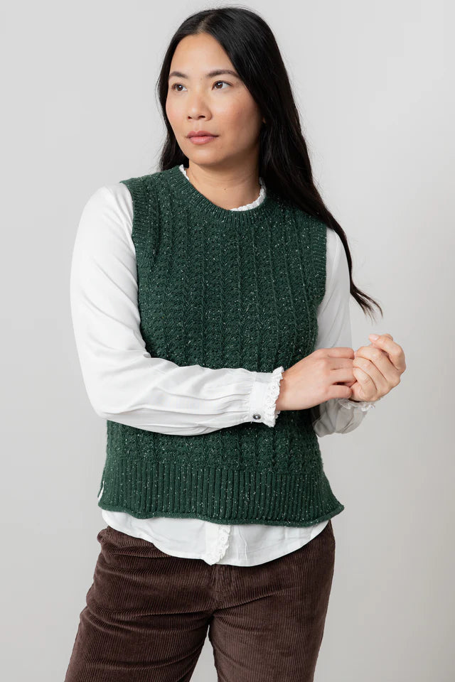 Lily & Me Pine Green Eva Tank Fleck Knit