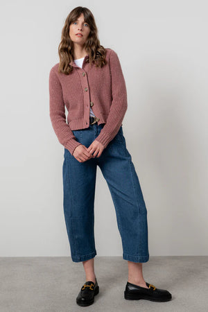 Lily & Me Antique Rose June Rib Cardigan Fleck Knit