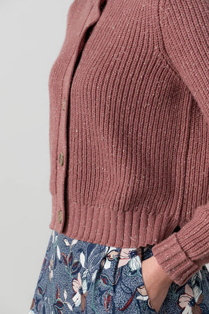 Lily & Me Antique Rose June Rib Cardigan Fleck Knit