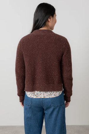 Lily & Me Chocolate June Rib Cardigan Fleck Knit