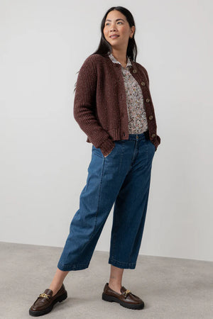 Lily & Me Chocolate June Rib Cardigan Fleck Knit