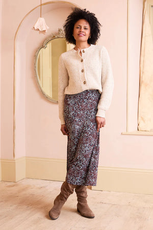 Lily & Me Ecru June Rib Cardigan Fleck Knit