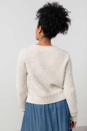 Lily & Me Ecru June Rib Cardigan Fleck Knit