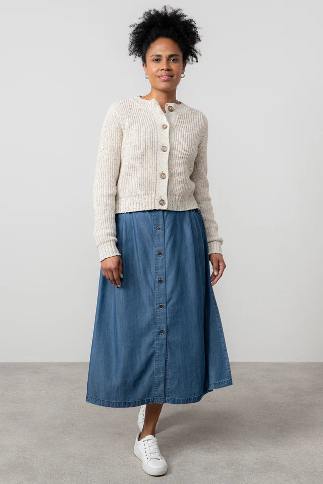 Lily & Me Ecru June Rib Cardigan Fleck Knit