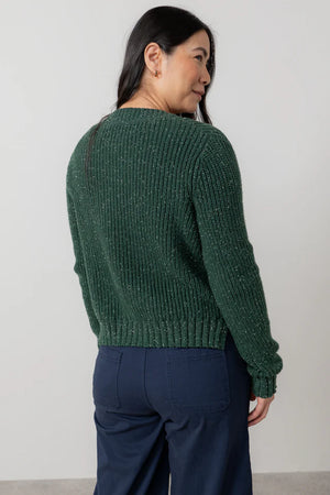 Lily & Me Pine Green June Rib Cardigan Fleck Knit