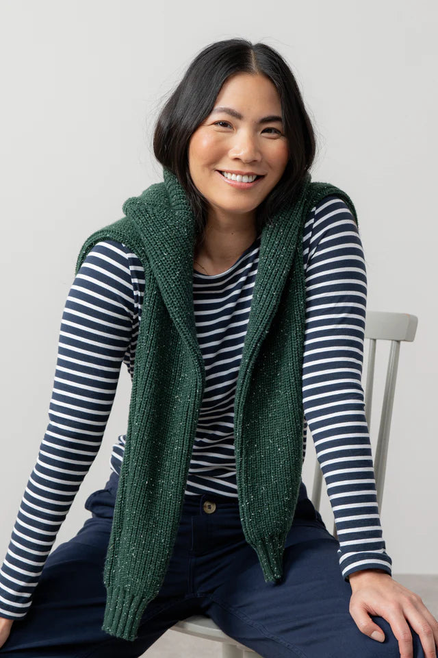 Lily & Me Pine Green June Rib Cardigan Fleck Knit
