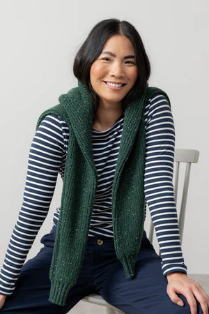 Lily & Me Pine Green June Rib Cardigan Fleck Knit