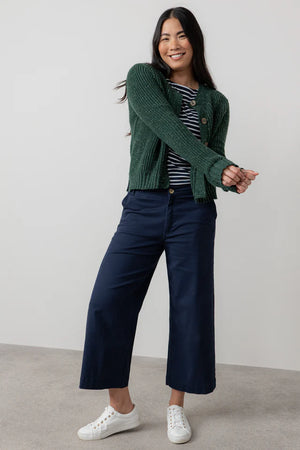 Lily & Me Pine Green June Rib Cardigan Fleck Knit