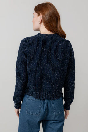 Lily & Me Navy June Rib Cardigan Fleck Knit