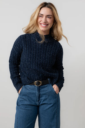 Lily & Me Navy Elspeth Jumper Fleck Knit