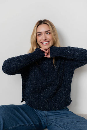 Lily & Me Navy Elspeth Jumper Fleck Knit