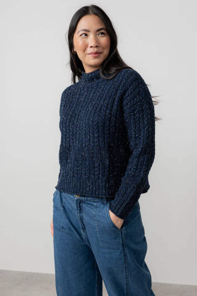 Lily & Me Navy Elspeth Jumper Fleck Knit
