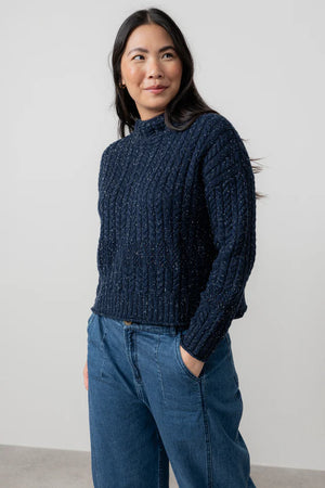 Lily & Me Navy Elspeth Jumper Fleck Knit