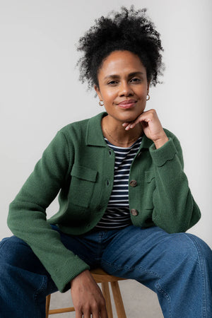 Lily & Me Pine Green Chestnut Knit Jacket Plain