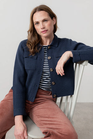 Lily & Me Navy Chestnut Knit Jacket Plain