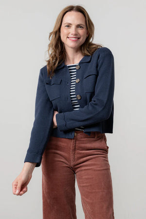 Lily & Me Navy Chestnut Knit Jacket Plain