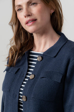 Lily & Me Navy Chestnut Knit Jacket Plain