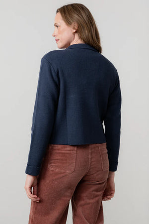 Lily & Me Navy Chestnut Knit Jacket Plain