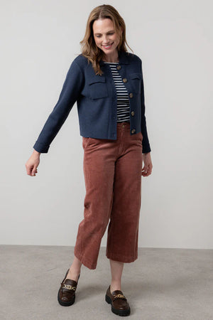 Lily & Me Navy Chestnut Knit Jacket Plain