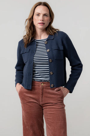 Lily & Me Navy Chestnut Knit Jacket Plain