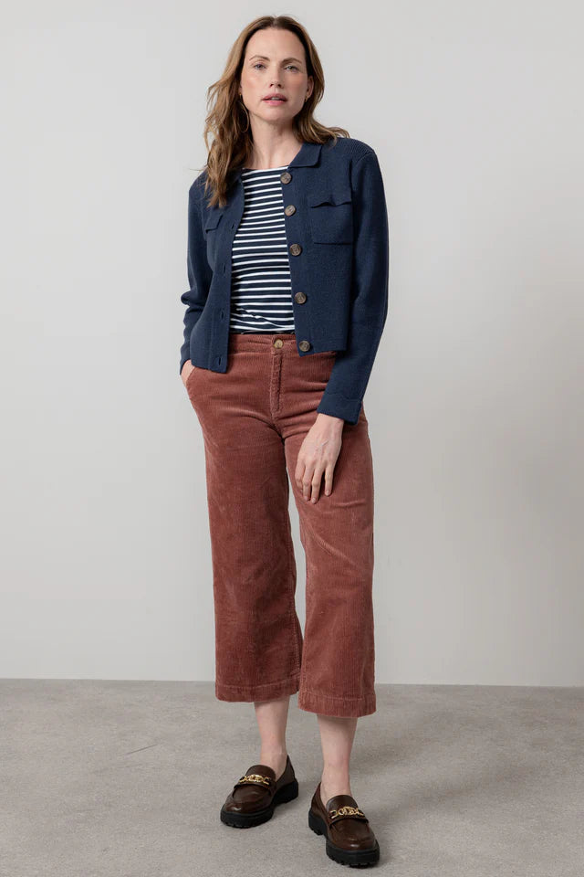 Lily & Me Navy Chestnut Knit Jacket Plain
