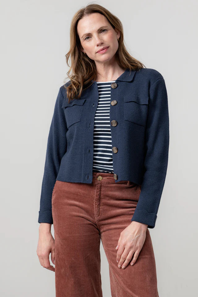 Lily & Me Navy Chestnut Knit Jacket Plain