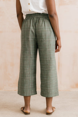 Lily & Me Green Checked Greta Cropped Trouser