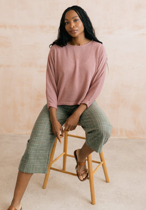 Lily & Me Green Checked Greta Cropped Trouser