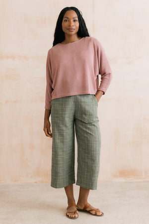 Lily & Me Green Checked Greta Cropped Trouser