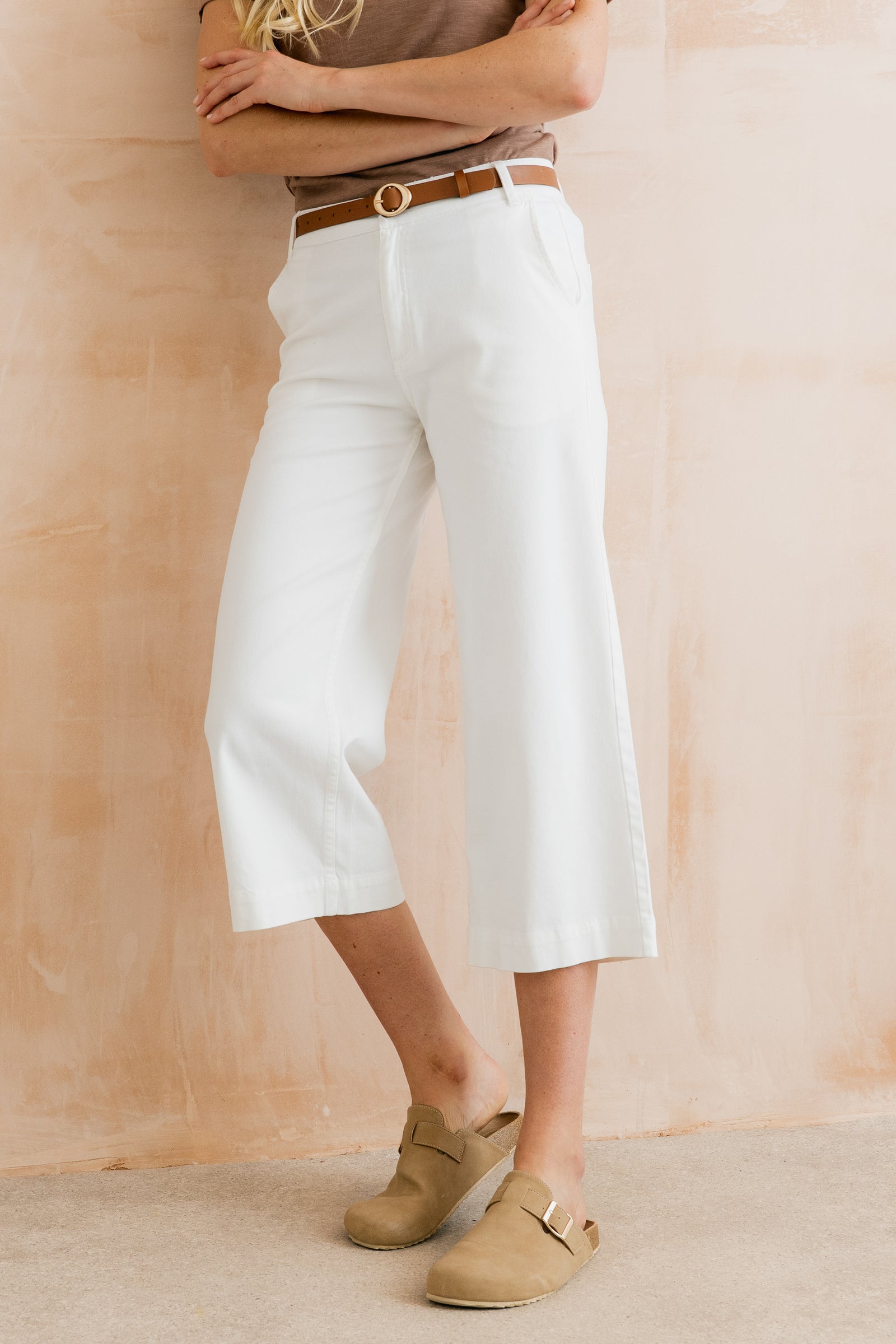 Lily & Me White Isla Crop Trousers