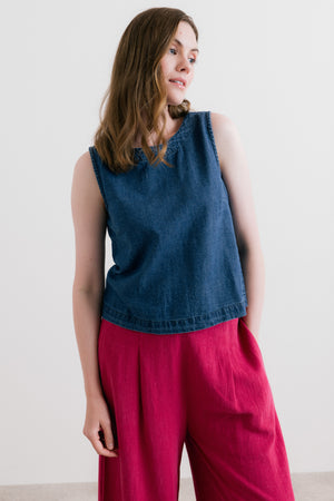 Lily & Me Blue Button Back Two Way Cora Vest