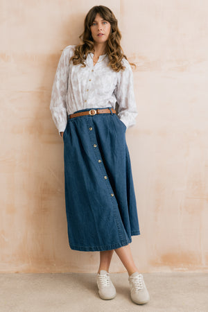 Lily & Me Holly Button Through Denim Midi Skirt