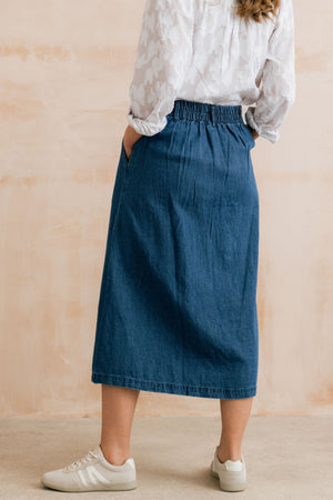 Lily & Me Holly Button Through Denim Midi Skirt