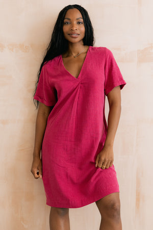 Lily & Me  Boysenberry Vine Dress Plain Linen