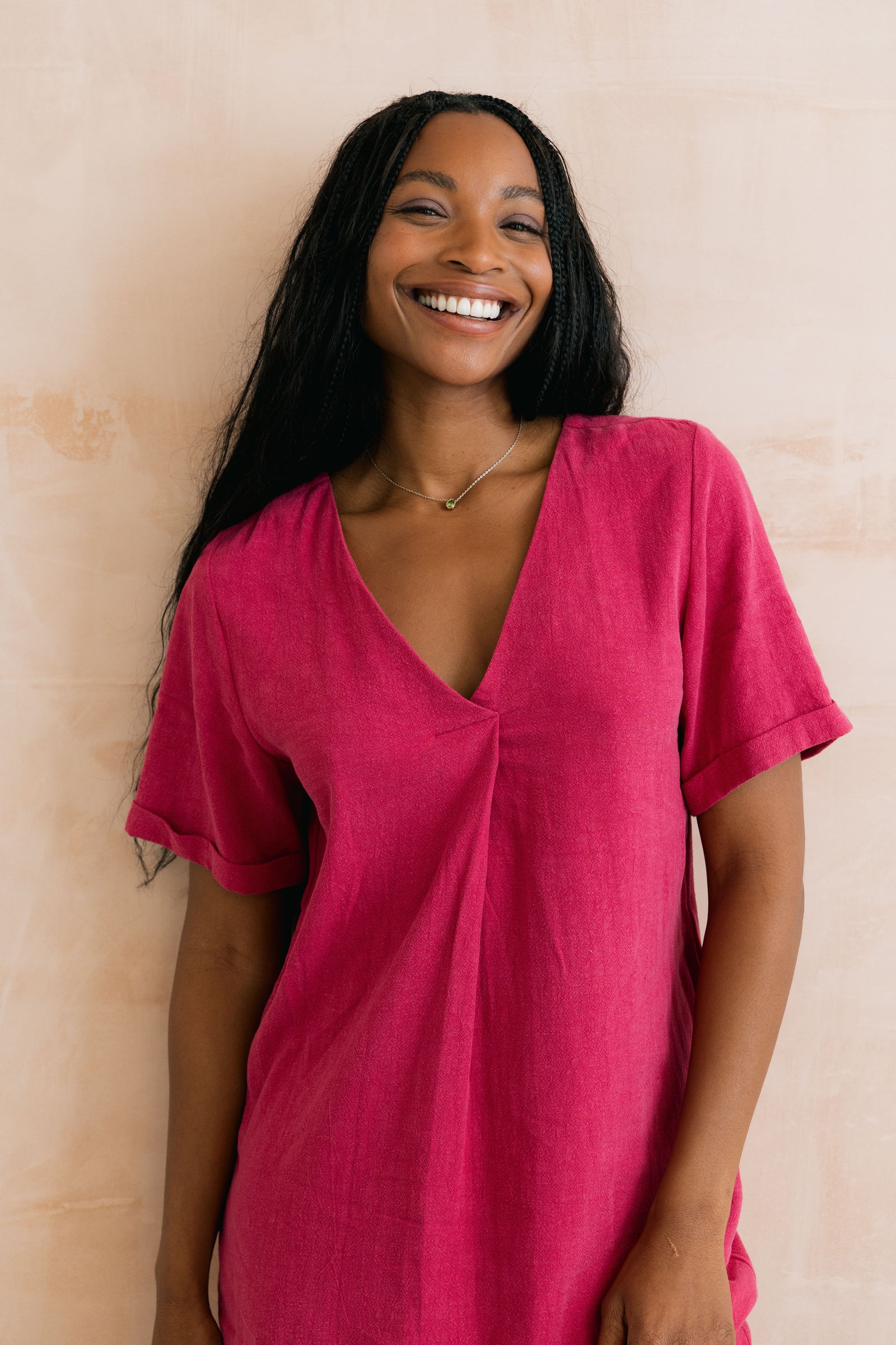 Lily & Me  Boysenberry Vine Dress Plain Linen