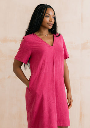 Lily & Me  Boysenberry Vine Dress Plain Linen