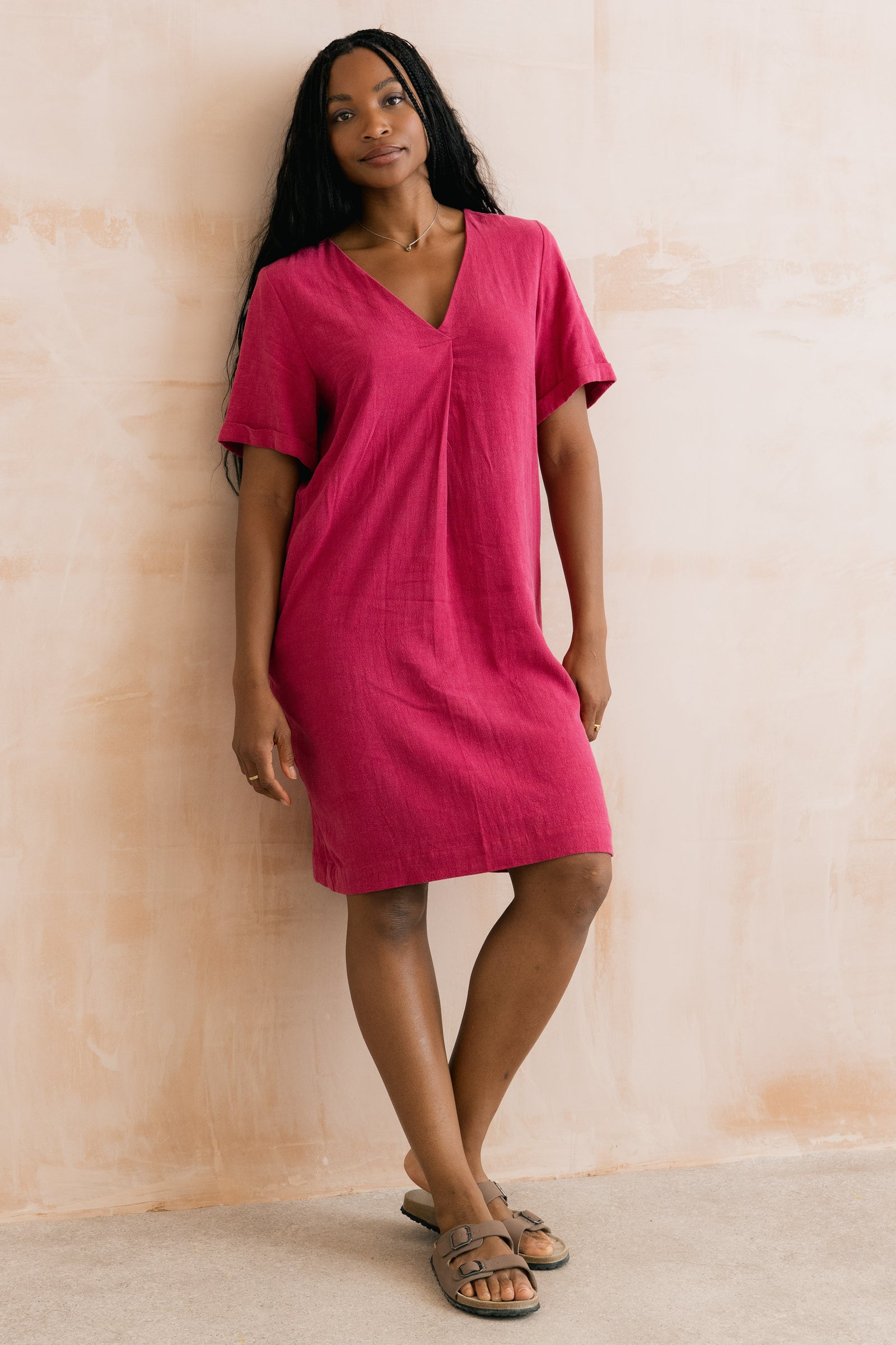 Lily & Me  Boysenberry Vine Dress Plain Linen