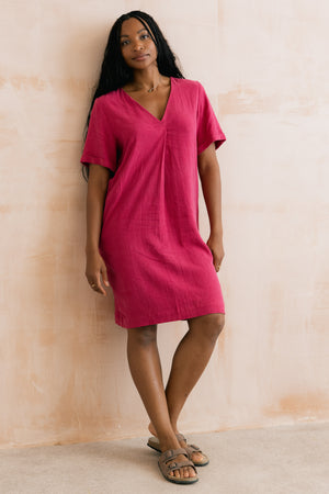 Lily & Me  Boysenberry Vine Dress Plain Linen