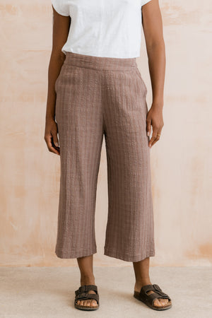 Lily & Me Mocha Drift Trousers Plain Seersucker