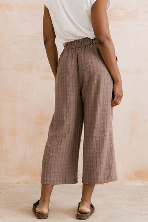 Lily & Me Mocha Drift Trousers Plain Seersucker