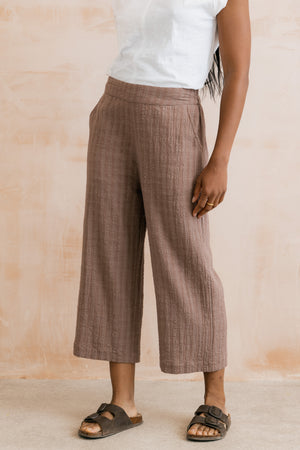 Lily & Me Mocha Drift Trousers Plain Seersucker