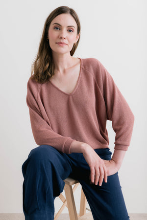 Lily & Me Antique Pink Rewilding Bat Wing Jumper