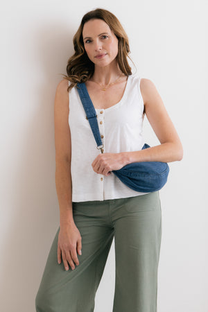 Lily & Me Blue Crossbody Bag Linen Denim