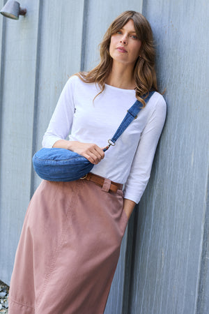 Lily & Me Blue Crossbody Bag Linen Denim