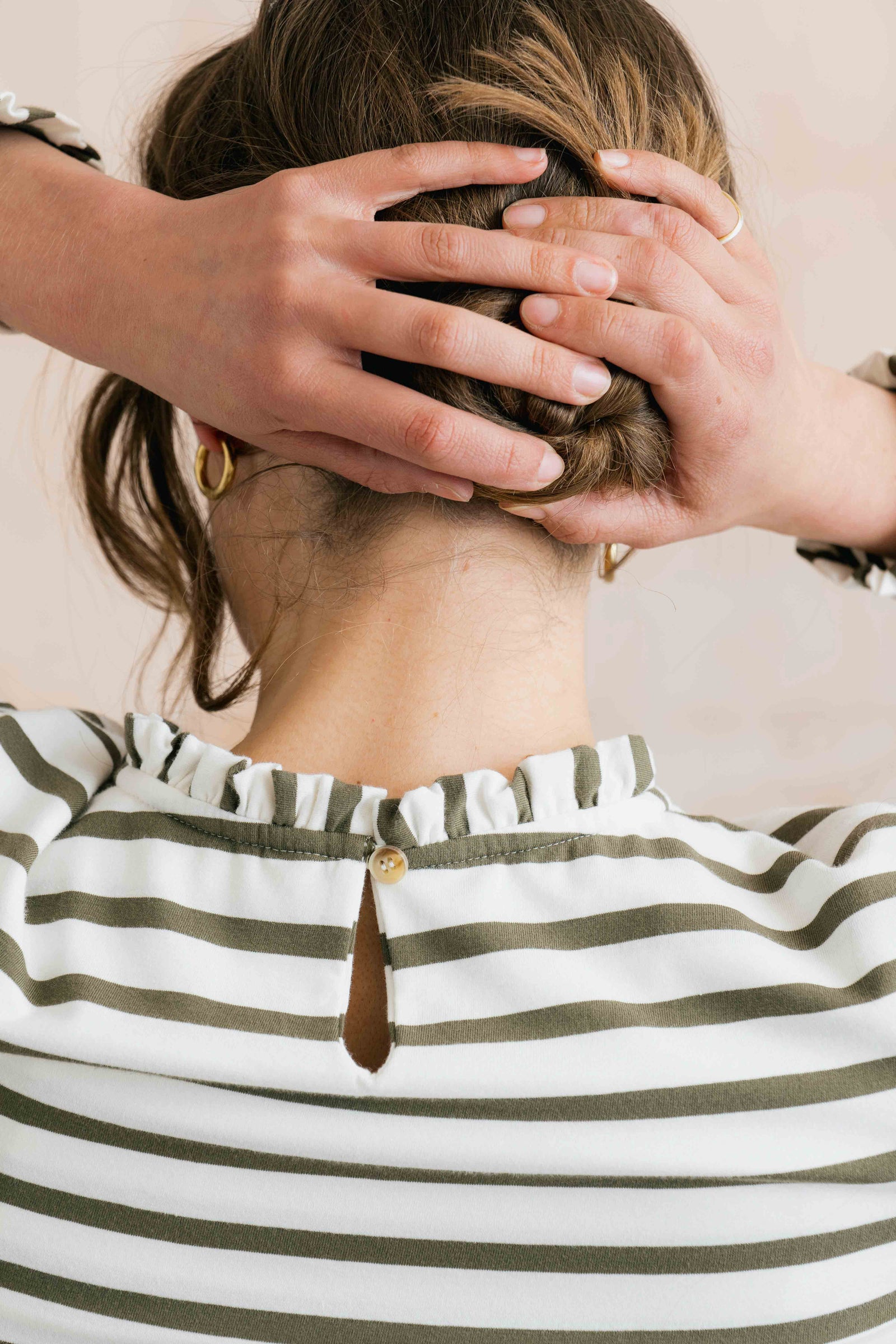 Lily & Me Olive & Ecru Stripe Marnie Top
