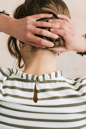 Lily & Me Olive & Ecru Stripe Marnie Top