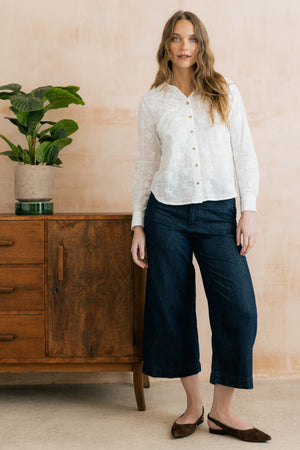 Lily & Me White Patsy Shirt Embroidered Patchwork