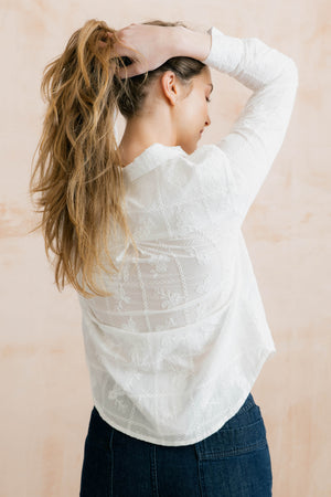 Lily & Me White Patsy Shirt Embroidered Patchwork