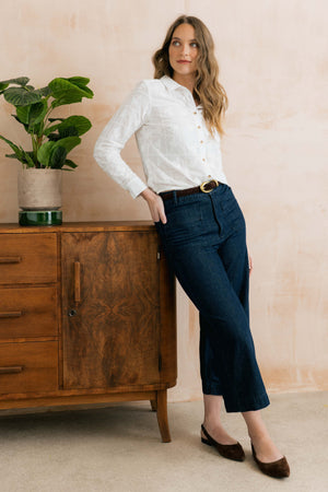 Lily & Me White Patsy Shirt Embroidered Patchwork